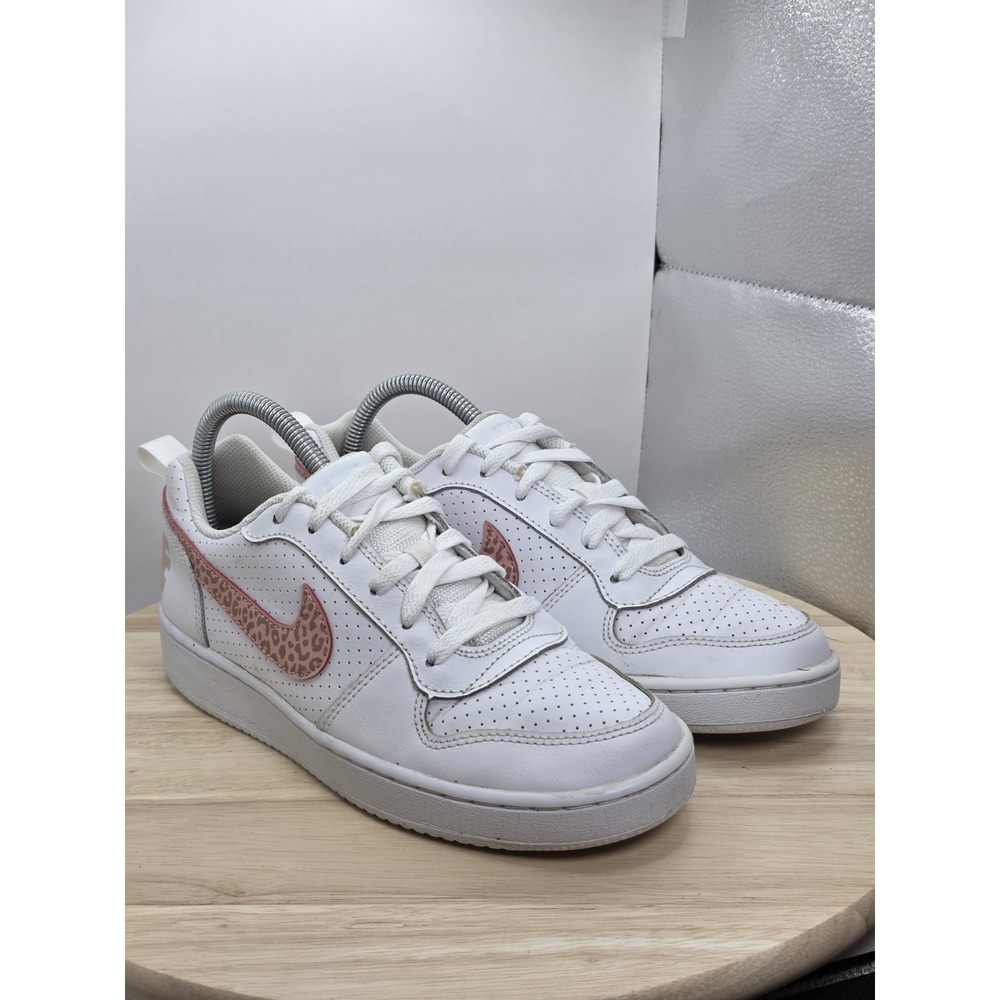 Womens Size 7.5 - White Nike Court Borough Low with pink leopard Swoosh Sneakers - Picture 5 of 9